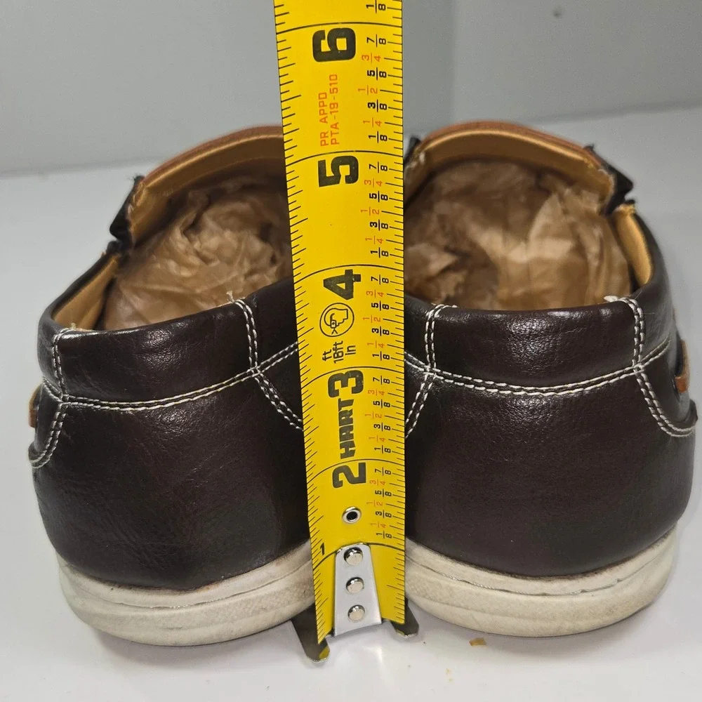 Franco Vanucci Mens Dark Brown Leather Slip‎ On Loafers Shoes Size 13